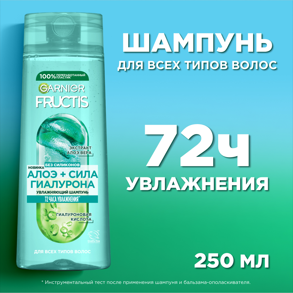 Garnier Fructis шампунь Фруктис, Алоэ+Сила Гиалурона, увлажняющий, для ...